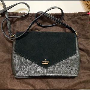 Kate Spade - Black Velvet and Leather Crossbody Bag